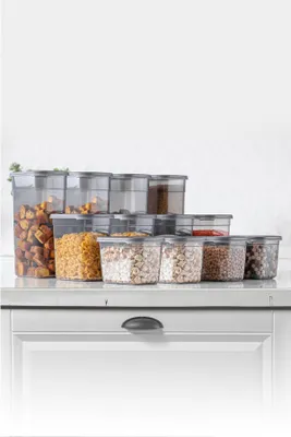 Produktbild von Hermia Concept, BNMPEGYAR12-13232, Vorratsdosen, Aufbewahrungsboxen-Set (12-teilig), Anthrazit, Plastik, 12 x 16,5 x 11,2 cm