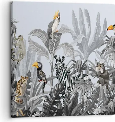 Produktbild von Bild auf Leinwand - Leinwandbild - Einteilig - Dschungel Tiere Tukane - 70x70cm - Wand Bild - Wanddeko - Wandbilder - Leinwanddruck - Bilder - Wanddekoration - Leinwand bilder - AC70x70-4662