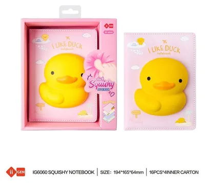 Obrázok produktu pre Squishy zápisník s motívom kačičky s mäkkou obálkou, 128 strán