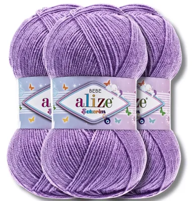 Obrázek produktu pro Alize 3x 100g příze Sekerim Bebe, barva: fialová (247), vhodná pro pletení a háčkování