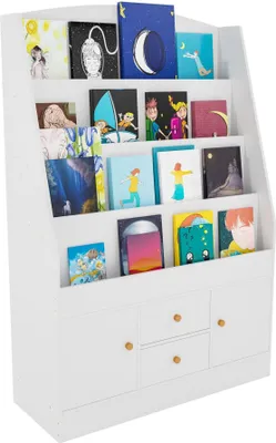 Produktbild von CLP Bücherregal Luray, Bücher-Organizer für Kinder, Spielzeugregal mit Schubladen weiß