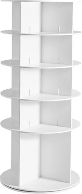 Produktbild von SucceBuy Schuhregal für 20 Paar Schuhe (5 Ebenen), 360° drehbares Design, platzsparende Schuhaufbewahrung, ideal für Schlafzimmer, Wohnzimmer und Eingangsbereiche, Weiß 598 x 598 x 1350 mm