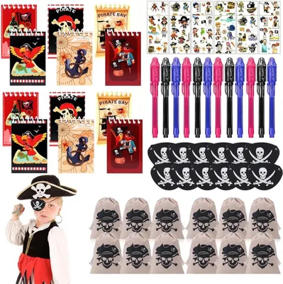 Image de Fête d'anniversaire sur le thème des pirates - Coffret de 60 pièces - Jouets de pirates - Idées cadeaux