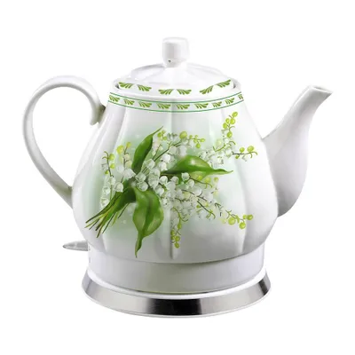 Obrázok produktu pre Porcelánová kanvica rýchlovarná kanvica čajová kanvica konvalinka 1,7 l elektrická 1500-1600 W