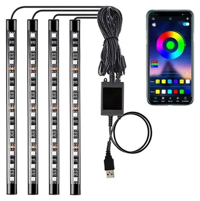 Immagine prodotto di Strisce LED Auto Techstar®, Multicolore, RGB, 12 LED x 4 Strisce, Control App, Bluetooth, Android