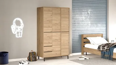 Produktbild von Skye Decor, On15-S, Kleiderschrank, 100 % MELAMINBESCHICHTETE SPANPLATTEN, Nussbaum, 112,2 x 55 x 195,6 cm