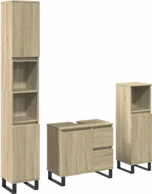 Image de vidaXL Ensemble de meubles de salle de bain 3 pièces en bois composite chêne Sonoma
