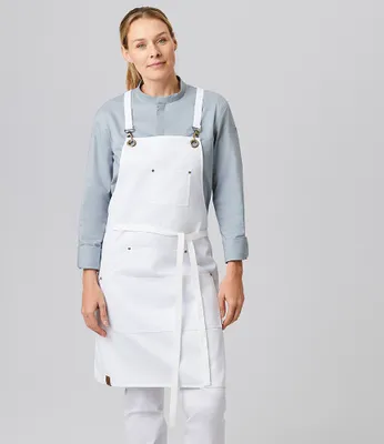 Produktbild von Latzschürze 80x70cm, weiß : 65% Polyester 35% Baumwolle 235 g/m² : weiß
