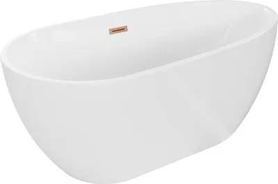 Produktbild von Mexen Eos freistehende Badewanne 150 x 75 cm, weiß, gebürstete Messingüberlauf - 52471507500-65