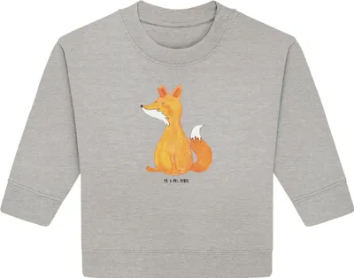 Produktbild von Mr. & Mrs. Panda Organic Baby Pullover Einhorn Fuchs 12. - 18. Monat - Heather Grey - Geschenk, Fuchshörnchen, Unicorns, Unicorn, Füchse, Einhörner, Bullover