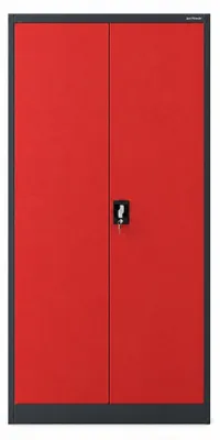 Produktbild von Aktenschrank mit Geheimfach Metallschrank Büroschrank Stahlblech Pulverbeschichtung 185 cm x 90 cm x 45 cm Farbe: anthrazit-rot