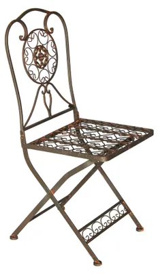 Productafbeelding van Tuinstoel metaal Tecla 17921, metalen stoel, stoel, tuin, vintage, ijzer, nostalgie, ijzeren stoel, bruin, antiek