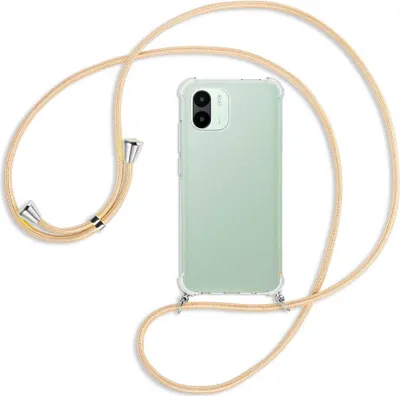 Produktbild von Handykette Backcover-Schutzhülle mit Band (Metall silberfarben) für Xiaomi Redmi A1 (6.52'') - Goldkordel