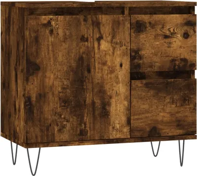 Image de vidaXL Armoire de salle de bain chêne fumé 65x33x60 cm Bois composite