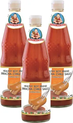 Produktbild von 3er-Pack Healthy Boy Brand Sriracha scharfe Chilisauce | 3x 800g / 700ml | Hot Chilli Sauce