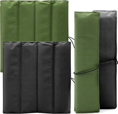 Produktbild von Set von 2 Thermo-Sitzkissen, Faltbar, Wasserdicht, Für Draußen, Schwarz/Olivegrün