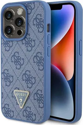 Produktbild von Guess iPhone 15 Pro TPU Hardcase - 4G Triangle - Strass - Blue