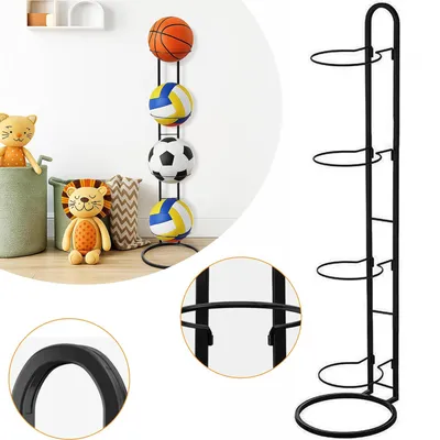 Produktbild von 4 Lagiger Ballständer, Vertikale Ball Regal, Ballhalter aus Metall, Ballaufbewahrung, Ball Ständer Herausnehmbare
