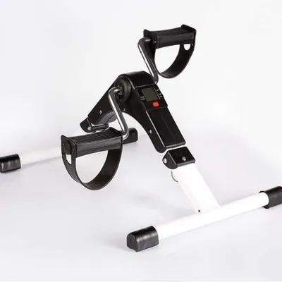Immagine prodotto di Mini cyclette da casa - Bianca - Livello di resistenza regolabile - Compatta - Attrezzo per il fitness indoor