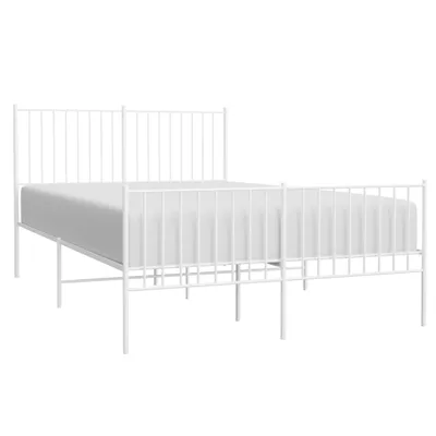 Zdjęcie produktu dla Metalowa Rama Łóżka Z Wezgłowiem I Zanóżkiem, Biała, 135X190 Cm Lumarko!