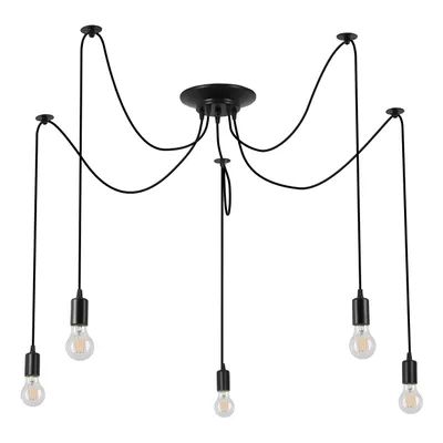 Produktbild von MasterLED Kronleuchter – 5-flammig – E27 – Schwarz – Spider lampe – Industrial Loft Design – Minimalistisch – Flexibel montierbar