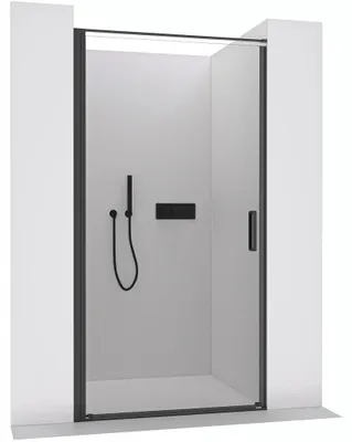 Produktbild von CERANO - Drehtür für Dusche, links/rechts - 8 mm - Schwarz matt, transparentes Glas - 100x195 cm