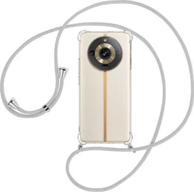 Produktbild von Handykette Backcover-Schutzhülle mit Band (Metall silberfarben) für Realme 11 Pro (6.7'') - silbergrau