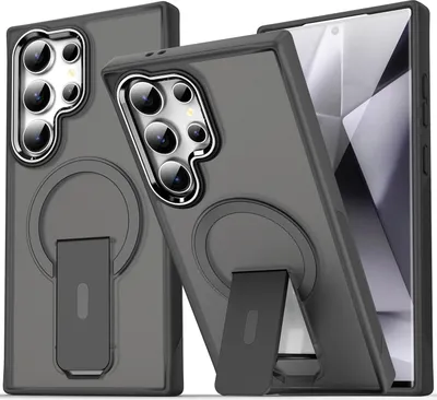 Immagine prodotto di Custodia magnetica per Samsung Galaxy S26, compatibile con MagSafe, retro opaco, cover resistente agli urti con supporto Nero