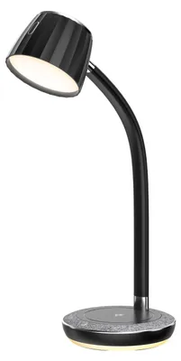 Produktbild von IMMAX LED-Tischleuchte PERLA / Qi-Ladefunktion / 18 W / 12 V DC / 1,5 A / 270 lm / Schwarz-Grau / Metalldetails
