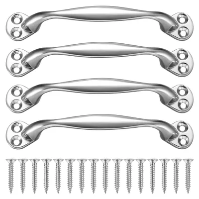 Produktbild von 4 Stück Türgriffe, Schrankgriffe Silber, Küchengriffe, Möbelknöpfe, Bügelförmige Griffe für Küchenschränke, Kleiderschränke, Türen und Schubladen, mit Schrauben - 129 mm