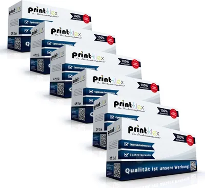 A stack of product boxes for printer ink cartridges.