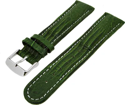 Produktbild von Uhrenarmband Kalbsleder in Teju-Prägung Grün mit weißer Naht 22mm NEU