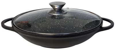 Produktbild von Wok Bratpfanne 36 cm Antihaft Wokpfanne Glasdeckel Asia Schmortopf Induktion