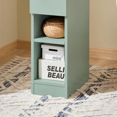 Produktbild von SoBuy Nachttisch schmal Nachtschrank kleiner Beistelltisch 20cm Breite mit Schublade für Schlafzimmer Wohnzimmer ideal für kleine Räume Grün FBT111-GR