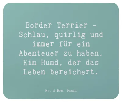 Produktbild von Mr. & Mrs. Panda Mouse Pad Spruch Border Terrier Abenteuer - Meeresbrise - Geschenk, intelligente Hunde, Hund, Hunderasse, pc mousepad, Energie, Lebensfreude, Mauspad