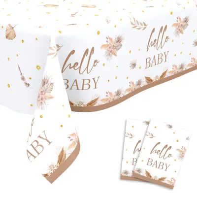 2er-Pack Baby Shower Tischdecken, Goldbraun, 180 x 108 cm, PEVA