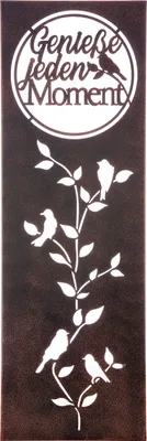 Produktbild von Gilde Wandrelief, rechteckig, "Moment", Spruch, Vogelmotiv, Metall, braun, , L. 3 cm, B. 30 cm, H. 90 cm  69101