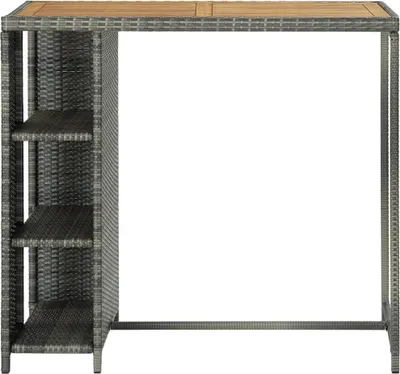 Produktbild von vidaXL Bartisch mit Regal Grau 120x60x110 cm Poly Rattan