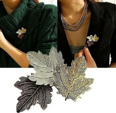 Produktbild von Vintage drei Blätter Legierung Brosche Pin Schal Pullover Kleid Damen Dekor Geschenk
