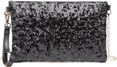 Produktbild von Miss Lulu Damen Mini Pailletten Clutch Umhängetasche 25 x 15 cm