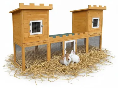Imagen del producto de Jaula de madera para pequeños animales con área de ejercicio