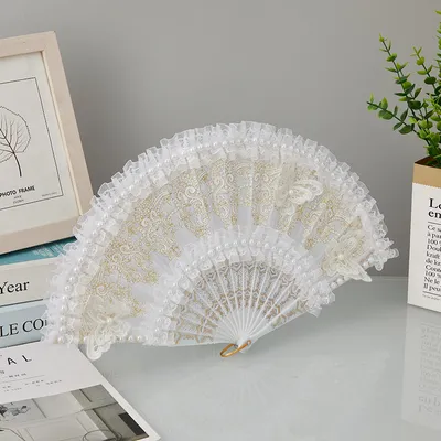 Produktbild von INF Eleganter weißer Spitzen-Tanzfächer Foto-Requisite & Wohndekoration Modell 1