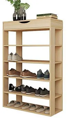 Immagine prodotto di Scaffale per scarpe, 5 ripiani, legno, 75 x 30 x 94 cm, color noce