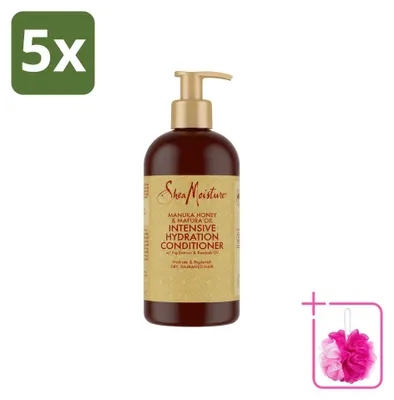 Image de 5 x Après-shampoing hydratant intensif SheaMoisture - Miel de Manuka et huile de Mafura - 384 ml - Pack économique - 5 pièces