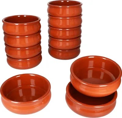 Zdjęcie produktu dla 12x BERLIN Cazuela miska bulwiasta Ø18,5cm gliniana rozmiar L Śródziemnomorskie antipasti