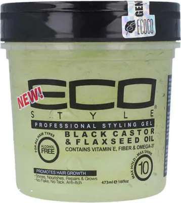 Immagine prodotto di Gel modellante Eco Style al olio di ricino e semi di lino, nero, 16 oz (473 ml)