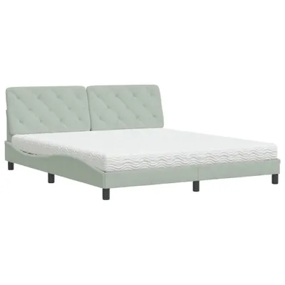 Produktbild von Bett mit Matratze Hellgrau 180x200 cm Samt