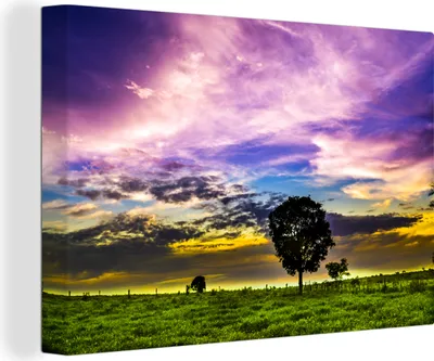 Produktbild von OneMillionCanvasses® - Leinwandbilder - 140x90 cm, Sonnenuntergang in der Chapada Diamantinga, Wandbilder Kunstdruck Wanddekoration
