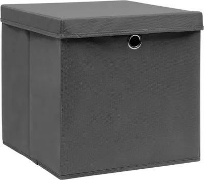 Immagine prodotto di vidaXL Scatole portaoggetti con coperchio 10 pz. Tessuto grigio 32x32x32 cm