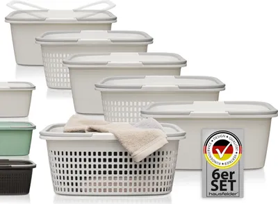 Produktbild von Wäschekörbe 6er Set, 3 x Körbe + 3 x Wannen, 35 l